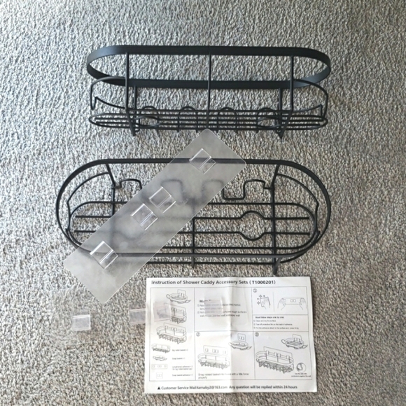 Black Stainless Steel Shower Caddy Rust Proof New In The Box - 2pc - Picture 1 of 7